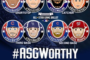 Mise à jour du bulletin de vote NL @esurance #ASG:
1B Rizzo
2B Zobrist
SS Russell
3B Bryant
C Yadi ...