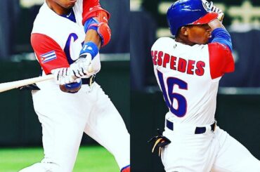 Yoelkis Céspedes (frère de @ ycespedes52) lance l'infraction pour Cuba alors qu'elle ...