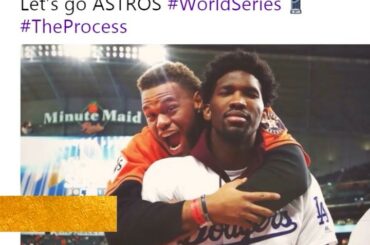 Le choix entre les @dodgers et @astrosbaseball hier soir pour @joelembiid était ...