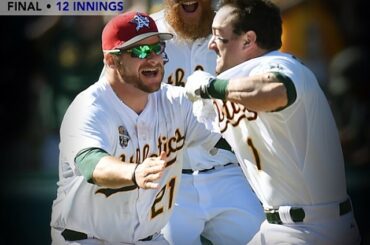 Allumez le feu d'artifice! Les @athletics sont les gagnants #walkoff ....