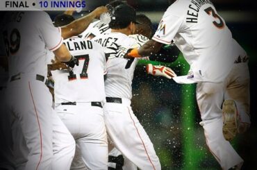 @Marlins #walkoff pour la @ MLB-leader pour la dixième fois dans la chasse à la #WildCard de la NL ....
