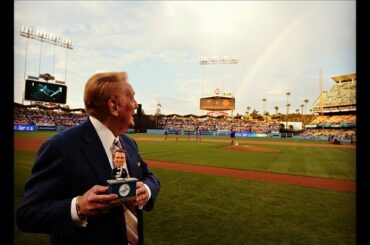 Un arc-en-ciel se forme sur Vin Scully lors de sa nuit en forme de tête branlante. #Dodgers ...