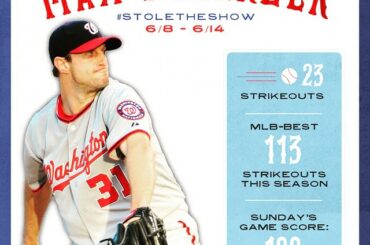 @ maxscherzer31 a retiré 23 batteurs de plus que la semaine dernière. #StoleTheShow ...