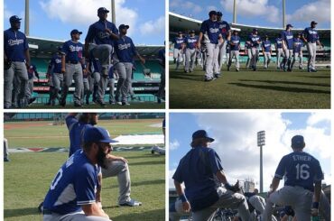Les @dodgers s'échauffent avant le match. #OpeningSeries ...