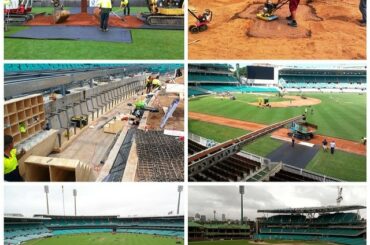 La transformation du terrain de cricket de Sydney en un champ @MLB. #OpeningSeries ...