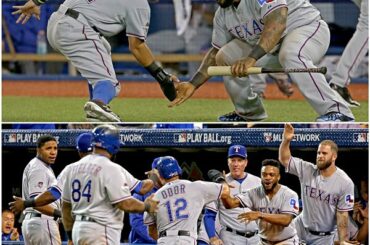 @BlueJays disputant le match #ALDS 5 contre @rangers sous la protestation de Russell Martin ...