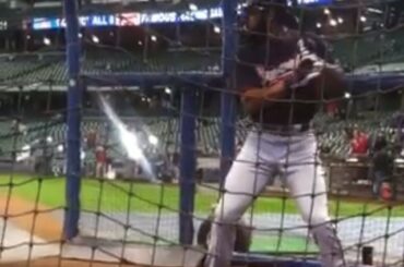 Jason Heyward prend BP à Miller Park. #jour d'ouverture...