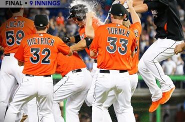 Les @Marlins sont les gagnants de #walkoff et @ josedfez16 NE POURRAIT PAS être plus heureux ....