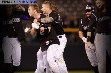 Corey Dickerson a envoyé les vainqueurs @Rockies à la maison #walkoff avec sa deuxième embrayage ...