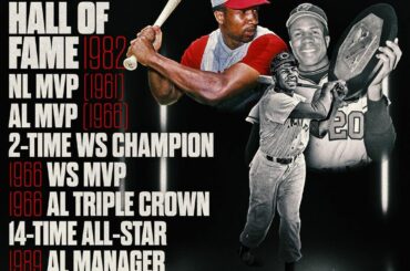 Frank Robinson a eu l'une des carrières les plus décorées de l'histoire du baseball.  #Noir...