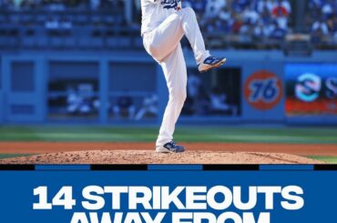 @claytonkershaw se rapproche du record de retraits au bâton des Dodgers...
