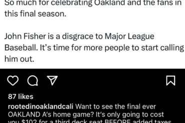 L'arnaque jusqu'au bout. C'est tout simplement mauvais pour le baseball dans son ensemble. Je compatis avec les fans des A's...