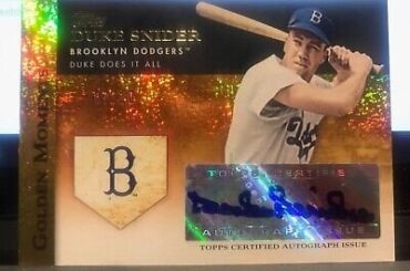 Autographes Topps Golden Moments 2012 Gold Sparkle #DSN Duke Snider #7/10 HoF