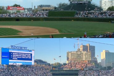 Photos de mon premier voyage à Wrigley en 2004 et plus récemment en 2024. Grand changement en 20 ans.