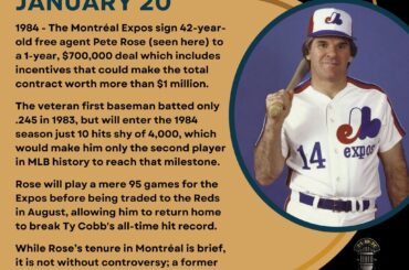 En ce jour de l’histoire du baseball – le 20 janvier