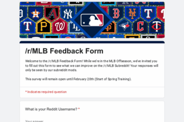 (Annonce du mod) /r/MLB Formulaire de commentaires