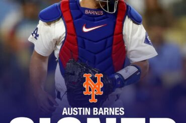 "Les Mets signent le receveur de longue date des Dodgers, Austin Barnes, dans le cadre d'un accord avec la Ligue mineure".