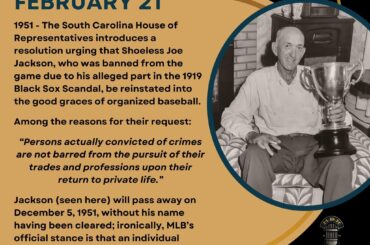 En ce jour de l’histoire du baseball – le 21 février