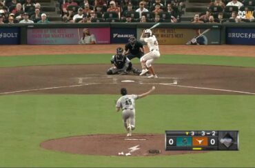 Aiden Robbins du Texas frappe un home run depuis le train à Daikin Park (anciennement Minute Maid Park)