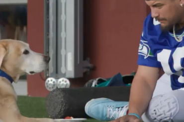 Le Mariner de Seattle Josh Naylor traîne avec Tucker le chiot Mariner