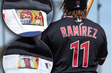 José Ramírez s'est présenté au match d'entraînement de printemps d'aujourd'hui avec une ceinture personnalisée à son effigie