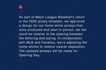 Déclaration des Red Sox de Boston concernant les uniformes domicile de l'équipe