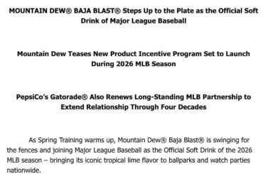 Mountain Dew Baja Blast annoncé comme boisson gazeuse officielle de la MLB