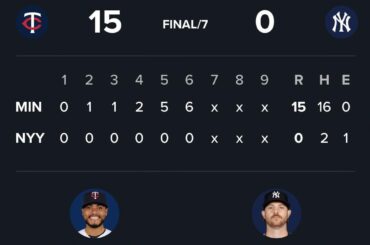 Les Twins battent les Yankees 15-0 en 7 manches