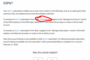 Impossible de lier les comptes MLB.TV + ESPN