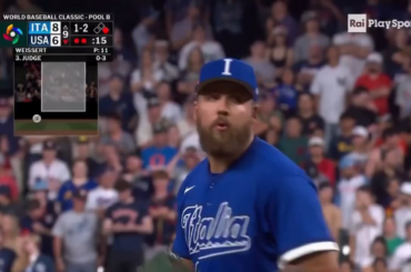 (Afro Mazzoni) Appel italien de l'équipe d'Italie gagnante contre l'équipe des États-Unis lors de la Classique mondiale de baseball 2026.
