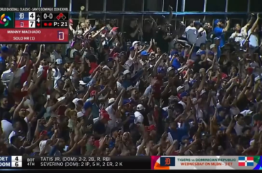 (Point culminant) Juan Soto, Manny Machado et Junior Caminero vont en profondeur pour la République dominicaine en 4e manche alors que ça se déchaîne à Saint-Domingue !