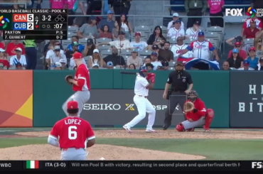 Le Big Maple James Paxton frappe sur le côté en 7e manche pour le Canada