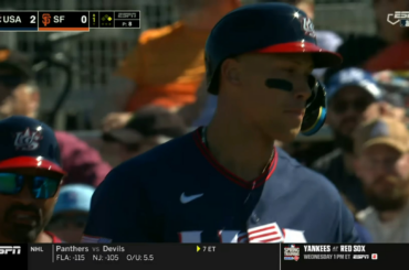 (Point culminant) Le simple de 2 points d'Aaron Judge donne à l'équipe américaine l'avantage sur les Giants