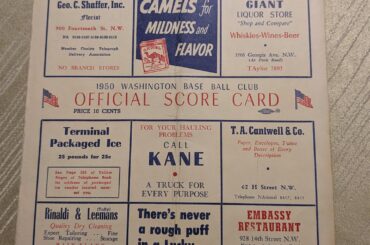 Article aléatoire de ma collection de baseball (jour 120 hors saison) Semaine des cartes de pointage : 1950 Sénateurs