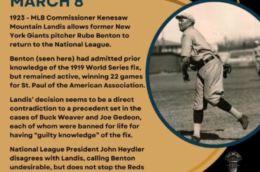 En ce jour de l'histoire du baseball - le 8 mars