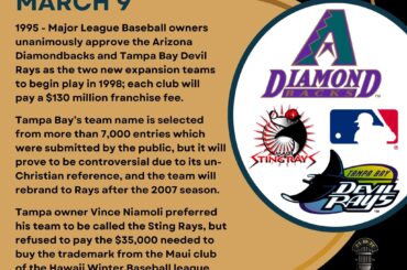 En ce jour de l’histoire du baseball – le 9 mars