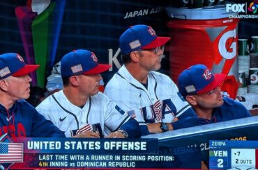 L'équipe des États-Unis n'a pas eu un seul coureur en position de but depuis la 4ème manche contre la République Dominicaine.