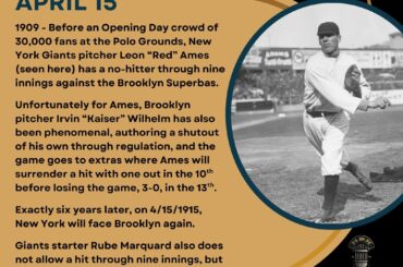 En ce jour de l’histoire du baseball – le 15 avril