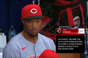 Selon l'émission des Reds, Will Benson est devenu hier le premier joueur de la MLB à marquer 2 points sans voir un lancer (il était un coureur de pincement et a ensuite été intentionnellement marché)