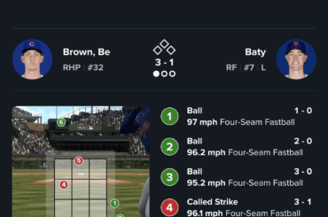 Brett Baty a réalisé son premier but sur balles de la saison. Il était jusqu’à présent le seul frappeur qualifié à NE PAS le faire.