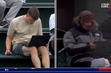 L'émission des Cubs montrait des fans travaillant à distance depuis Wrigley Field pendant le match de l'équipe.