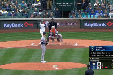 Quelqu’un a clairement contrarié Josh Naylor récemment. Il marque pour la deuxième fois du match ! Il a réalisé les 5 points pour Seattle dès la 3ème manche !