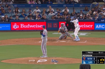Andy Pages lance son 5ème circuit de l'année, un dinger de 3 points à gauche pour porter le score à 4-0 contre les Dodgers