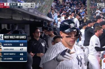 Aaron Judge surpasse Mickey Mantle pour le deuxième plus grand nombre de matchs avec plusieurs circuits de l'histoire des Yankees