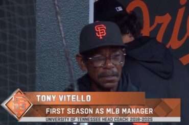 L'émission montre le manager des géants Tony Vitello. Il a l'air un peu différent récemment.