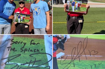 (Goldberg) Notre amie Teresa, l'agent de sécurité, a maintenant une photo signée de l'éclaboussure de la nuit dernière et des photos avec Salvador Perez et Bobby Witt, Jr. Je pense avoir entendu Salvy s'excuser auprès d'elle une demi-douzaine de fois. C'est vraiment une grande sportive.