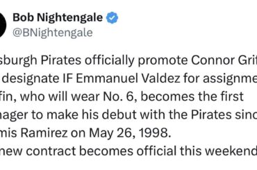 Konnor Griffin a officiellement appelé. Enmanuel Valdez DFA'd…. tout cela est vrai même si Nightengale a mal orthographié leurs deux noms