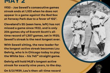En ce jour de l'histoire du baseball - le 2 mai