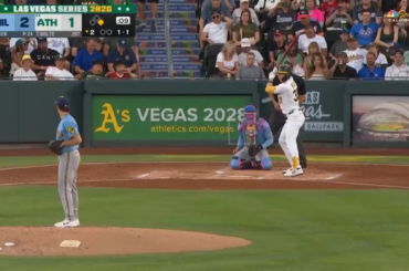 Athlétisme Henry Bolte frappe son premier home run en MLB au stade de baseball de Las Vegas contre les Milwaukee Brewers